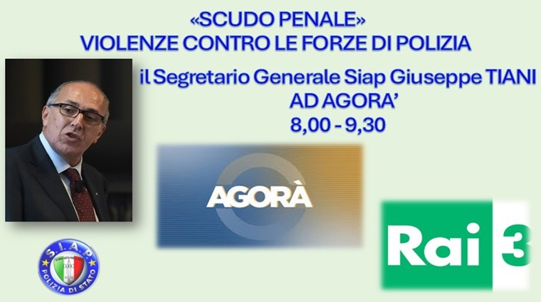 Scudo Penale - Tiani interviene nella trasmissione di RAI 3 Agorà